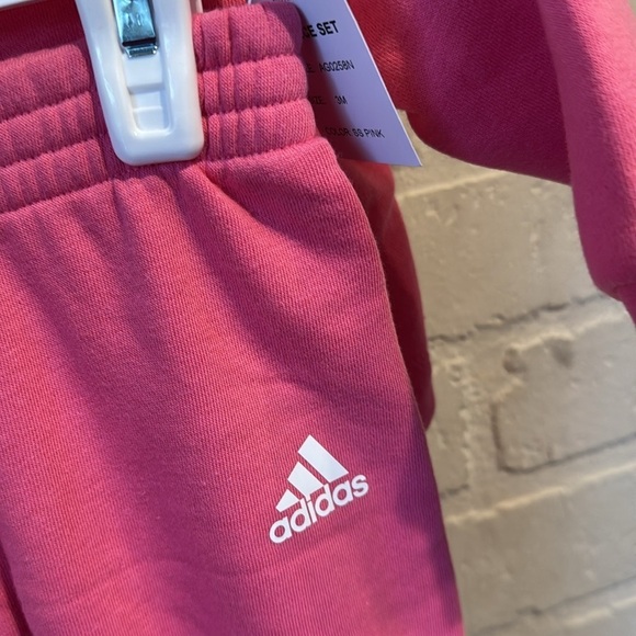Adidas Pink track suit Sweatshirt & Pants Set 3 month old rainbow cozy soft NEW - Picture 5 of 5